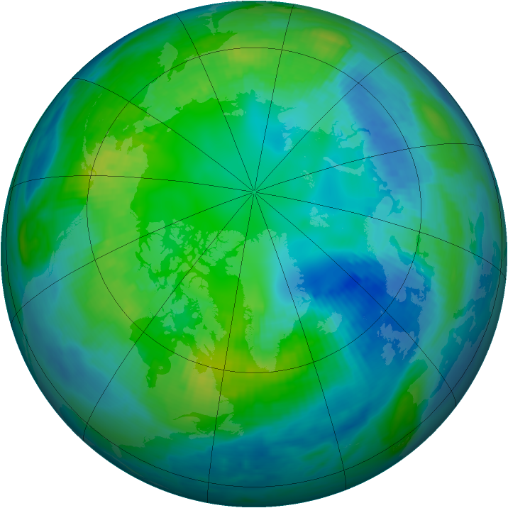 Arctic ozone map for 27 October 1999